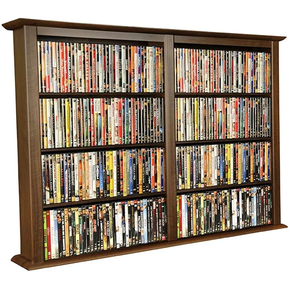 

Venture Horizon Wall Mount Media Cabinet-Double Walnut- ½” Thick Shelves- Holds Books