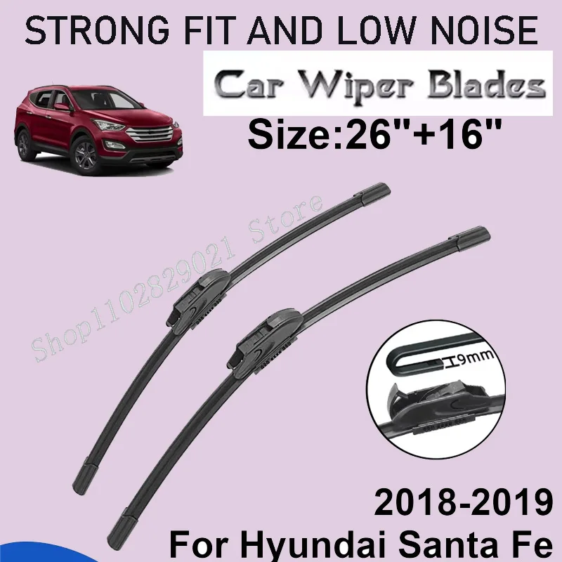 

2PCS Wiper Blades Set Kit For Hyundai Santa Fe 2018-2019 Front Windshield Brushes Windscreen Window Accessories