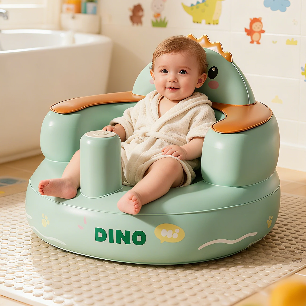 Silla de bebé inflable con bomba de aire integrada, asiento de suelo para sentarse, 3 meses, 1 ud.