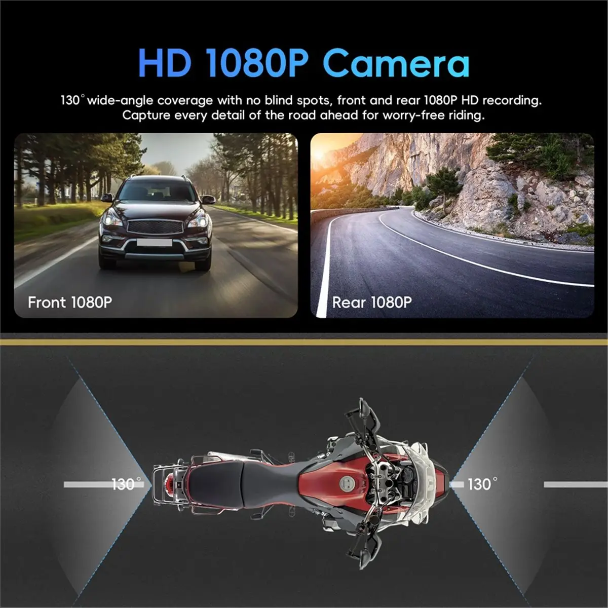 Motorcycle Dash Cam Front and Rear, Dual 1080p Dash Cam for Motorcycle, IP67 Waterproof, Loop Recording, Night Vision