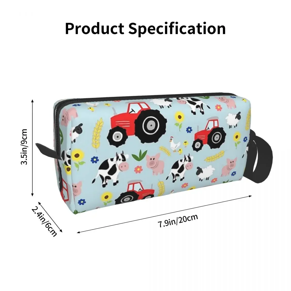 Cute Kids Red Tractor Farm Animal Pattern Cartoon Pencil Cases Big Capacity Pen Bag Pen Box Pencil Pouch For Boy Girl Makeup Bag