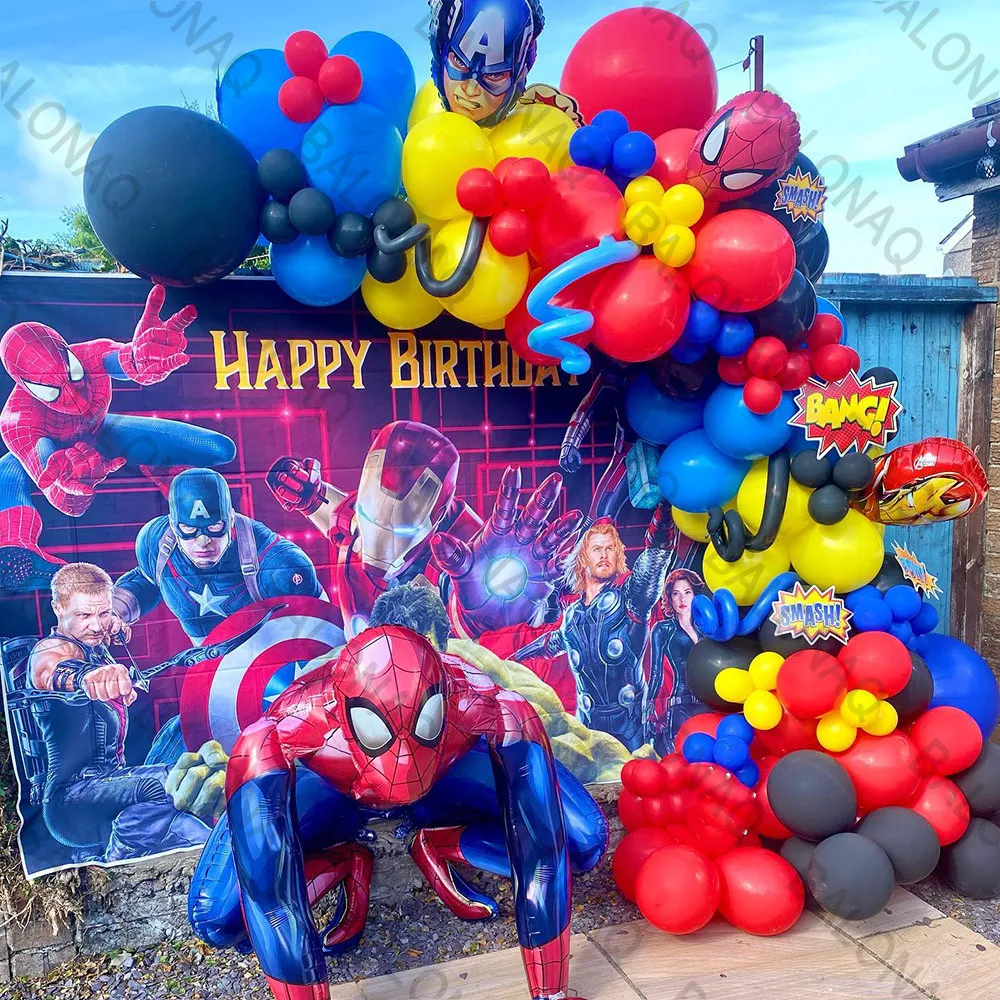 1Set Spiderman Balloon Set Avengers Superhero Air Globos Children‘s Birthday Party Baby Shower Decorations Boys Toy Gift