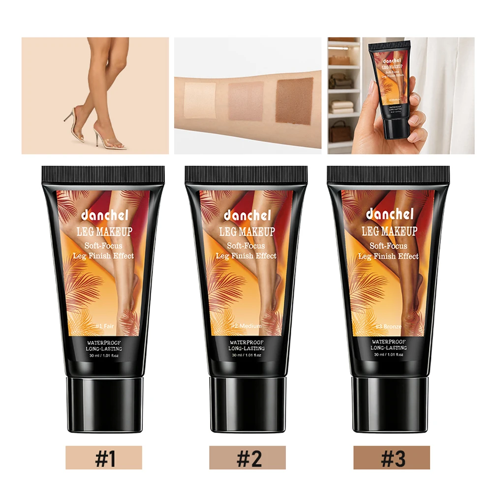 Leg Makeup Body Foundation & Self Tanning Mitt Applicator Body Foundation Waterproof Sweatproof Cover Veins Tattoo Even Skin