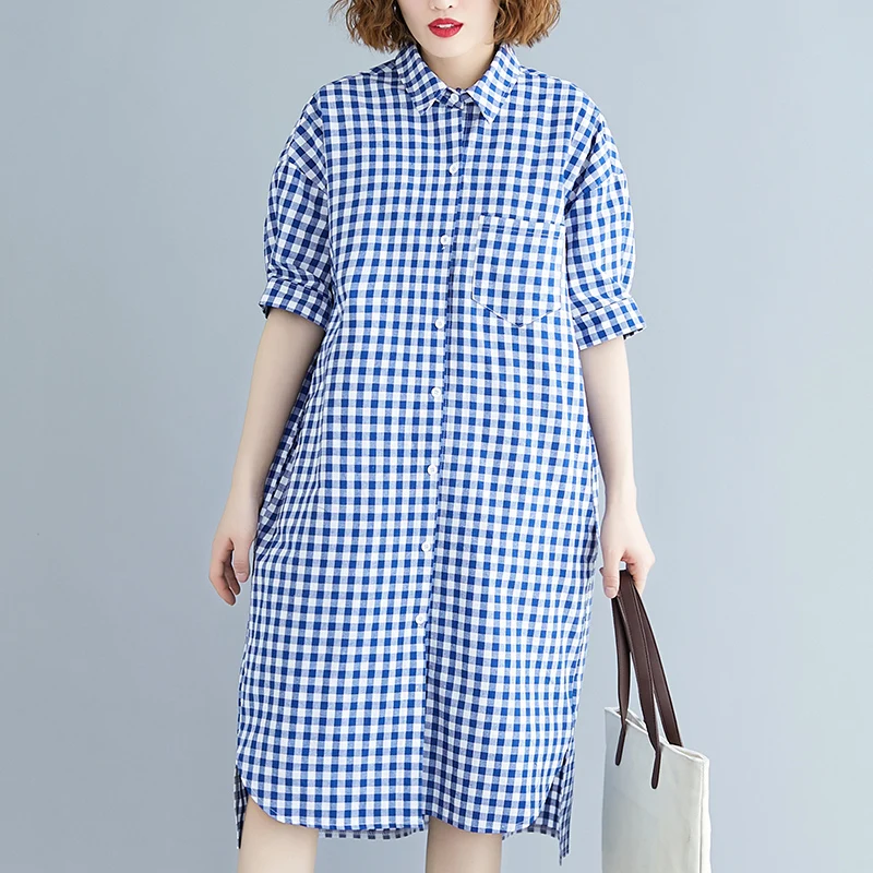 

Новинка лета, женская повседневная клетчатая длинная юбка трапециевидной формы с воротником-стойкой для похудения, одна пуговица ort Sve Dr