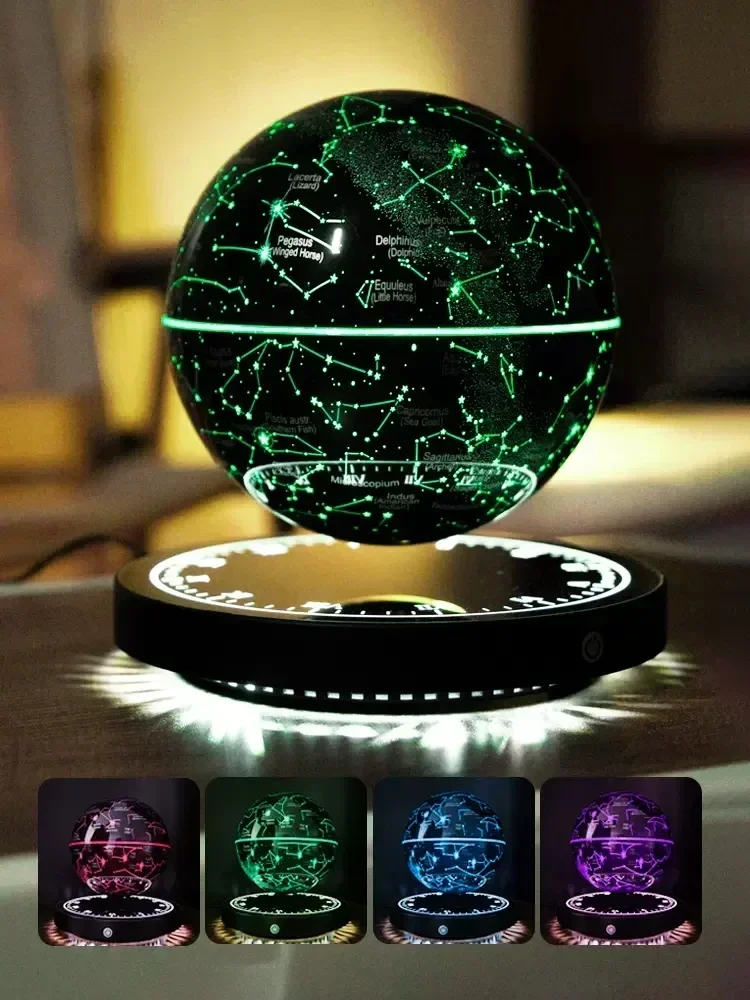 Imagem -02 - Levitação Magnética Lua Lâmpada de Mesa Cores Rgb Escurecimento Quarto Cabeceira Decoração da Sua Casa Flutuante Bola Presente Aniversário Luzes da Noite