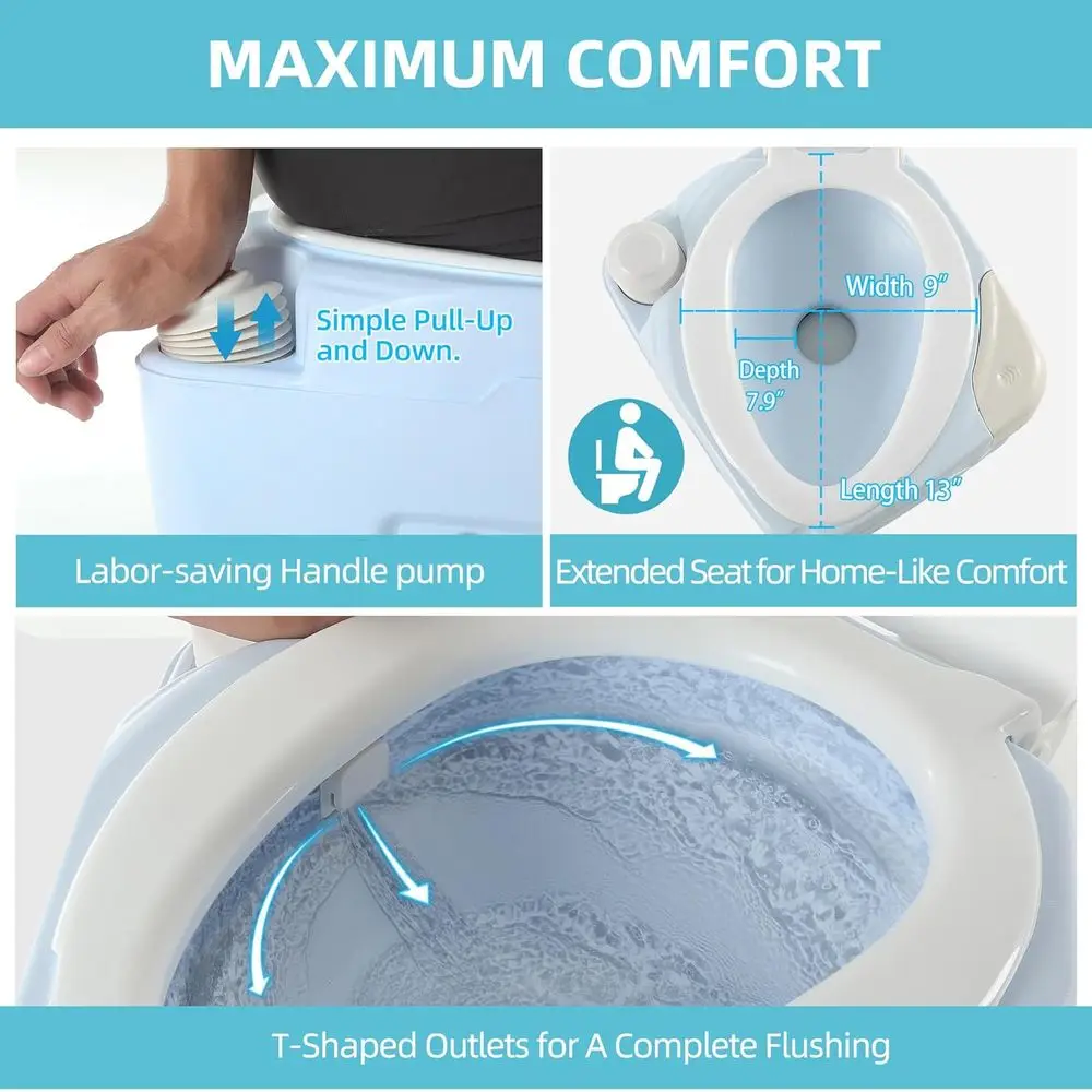 YITAMOTOR 5.28 Gallon Portable Toilet for Camping, RV Toilet with Diagonal Elongated Bowl Seat, Porta Potty with Hand Sprayer, L