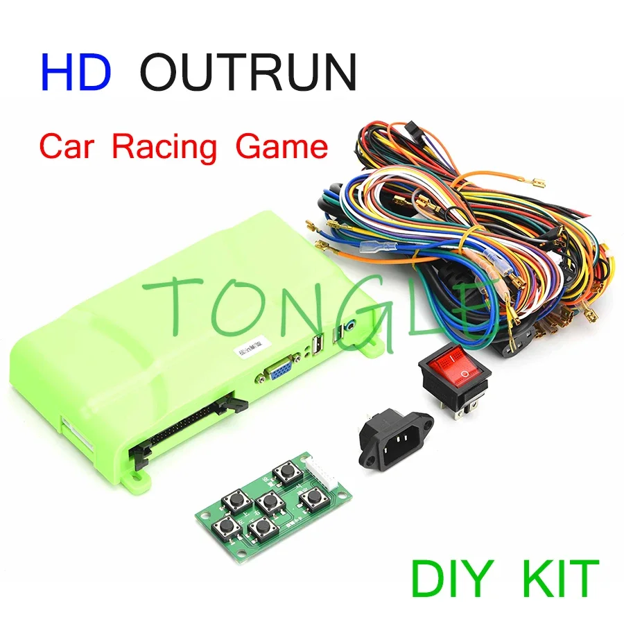 Outrun Speed Car Racing Game Motherboard with Wires Cable and Steering Wheel for Children Arcade Simulation Video Game Machine