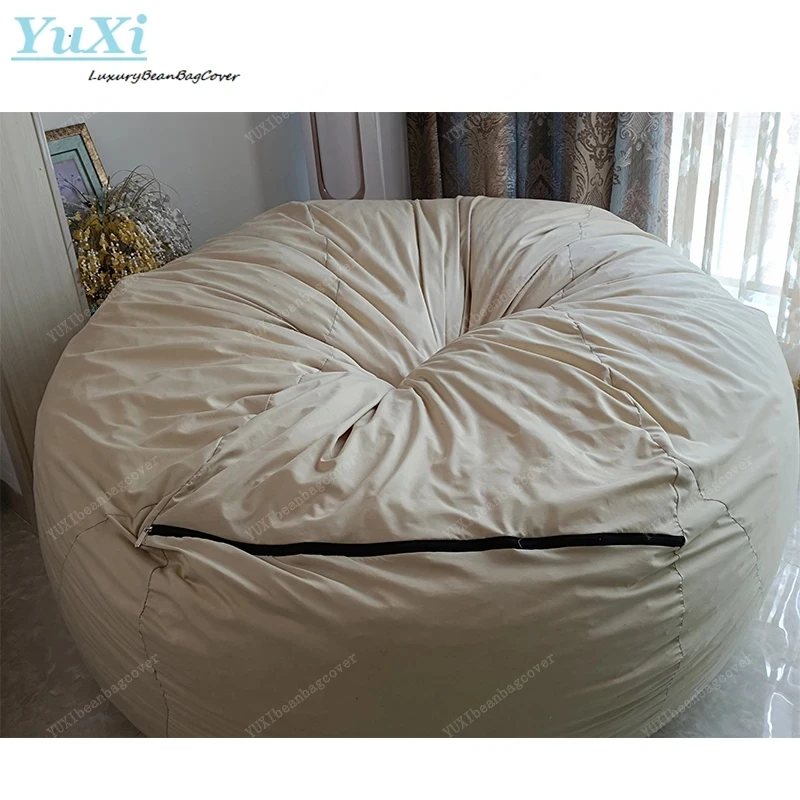 1Pcs Recliner Giant Khaki Inner Liner Cover Home Lazy Sofa Bean Bag for Filling Foam Beads Couch Furniture Chair Cover