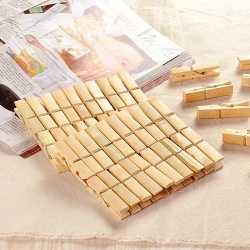 20Pcs Household Bamboo and Wood Clothes Clip Multi-functional Simple Windproof Clips Durable Drying Clip Socks Clothes Clips