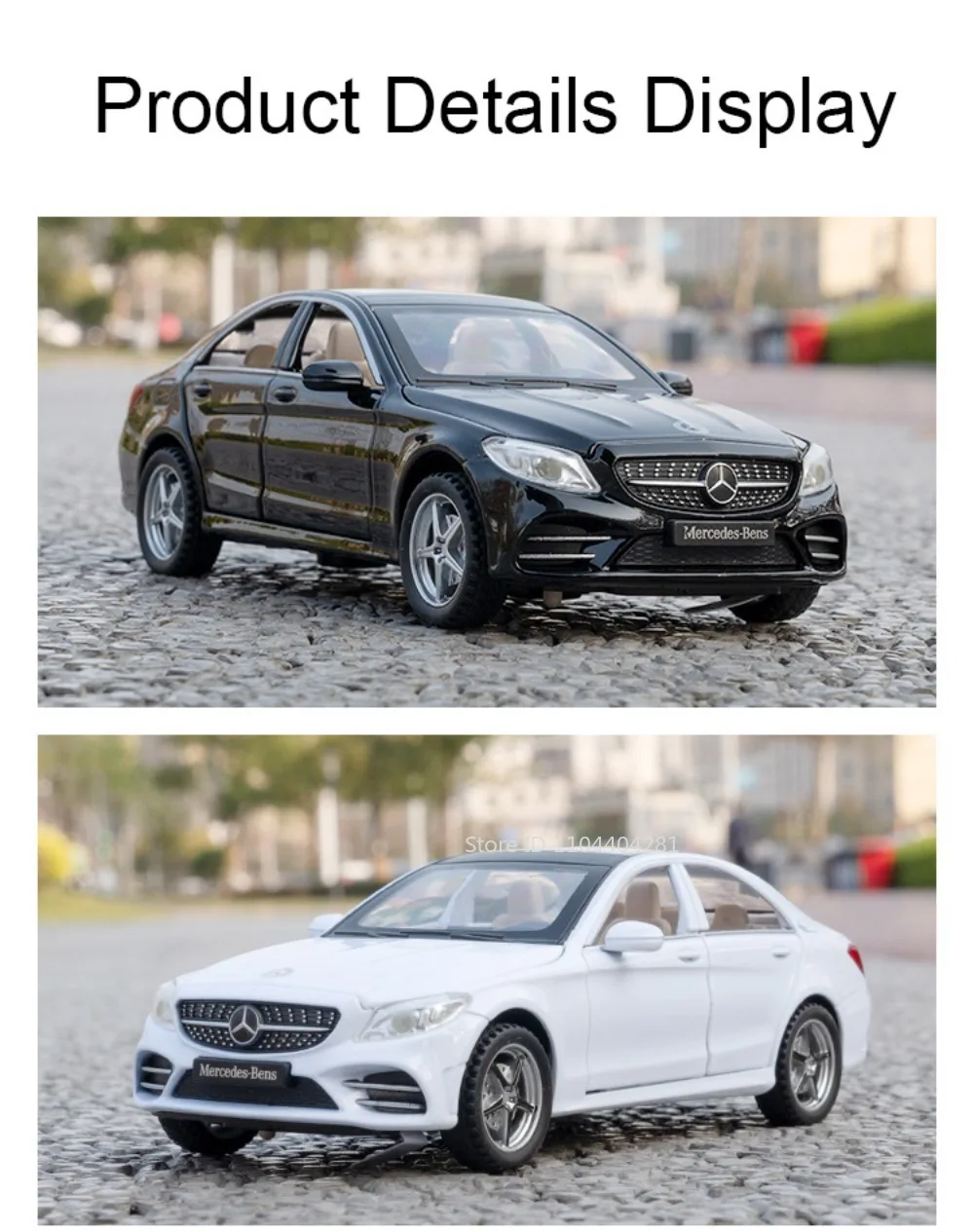 1:32 C260L E300L Legierungsdruckguss-Modell, Spielzeugauto, 6 Türen, geöffnet, Ton, Licht, zurückziehbare Gummireifen, Miniaturfahrzeug für Kinder – Detail 8