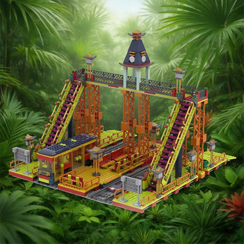 1189 قطعة من مكعبات البناء المعيارية، محطة وترام ميجا كول فائقة الروعة، MOC، مكعبات بناء معيارية قابلة للتخصيص، لعبة تجميع ذاتي شهيرة، هدية