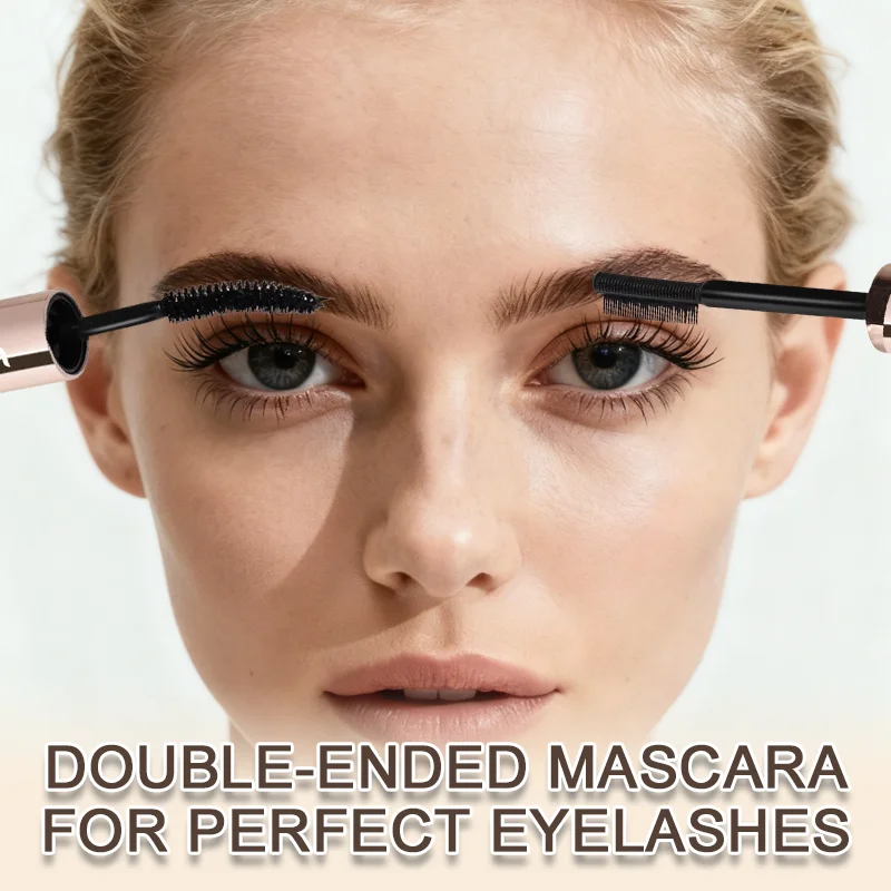 ماسكارا سوداء مقاومة للماء برؤوس فرشاة مزدوجة، تكثيف وتطويلها، تجعيد وتنعيمها، سريعة الجفاف، خالية من التكتل #3
