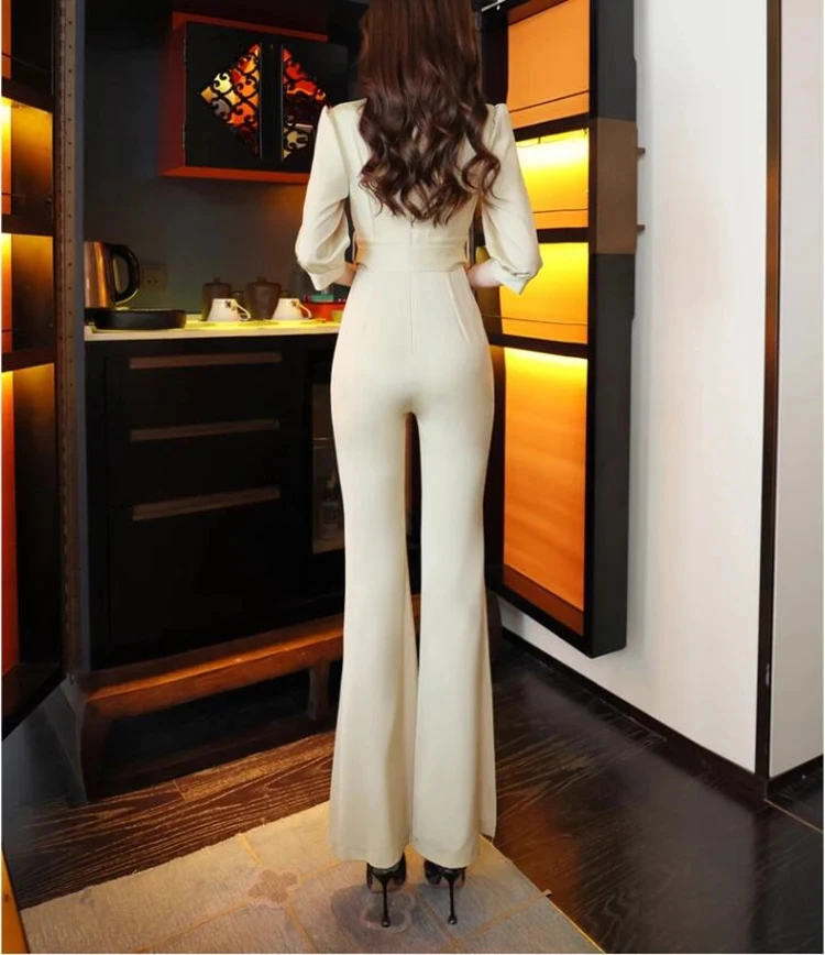 new spring summer office lady Fashion casual brand female women girls stretch jumpsuits