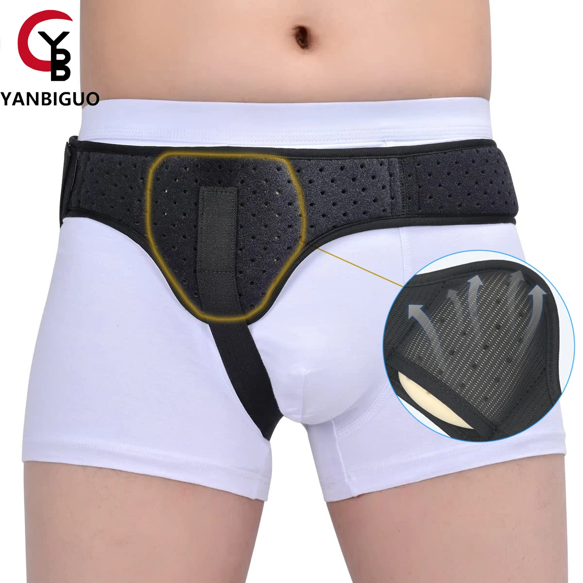 

YANBIGUO Hernia Belt Truss for Men & Women Left/ Right Side Support Groin Pain with Compression Pads for Pre or Post-Surgical