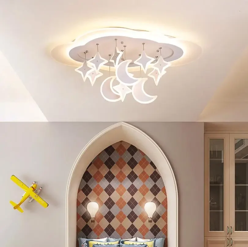 

Star Moon cartoon ceiling lamp acrylic iron adjustable bedroom living room fashionable alien ceiling lamp