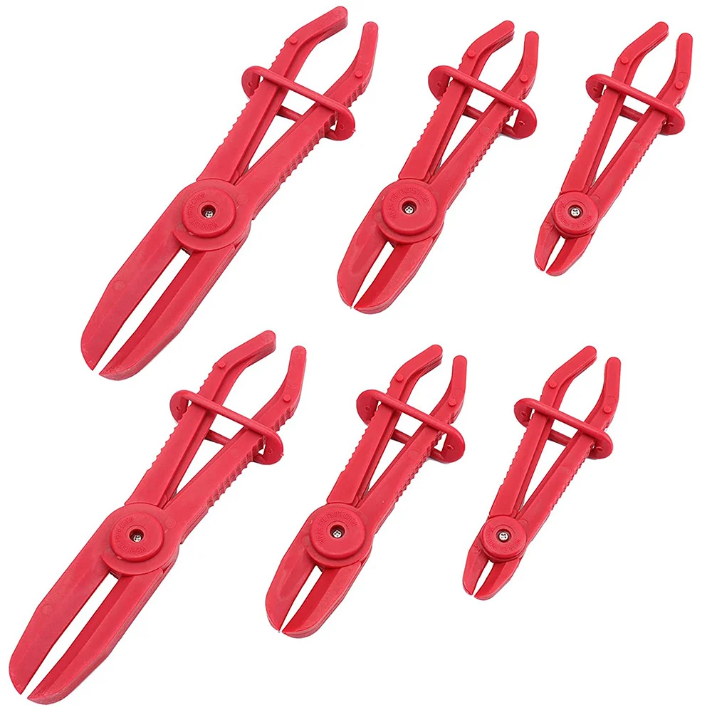 

6 Pack Hose Clamp Pliers Line Clamps Pinch Pliers for Brake Hoses Fuel Hoses Gas Lines Coolant Hoses Radiator Hoses Red