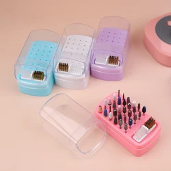 2 in 1 Nail Drill Bits Storage Box 30 Holes with Cleanning Brush  Manicure Salon Grinding Head Holder Display Nail Art Accessory