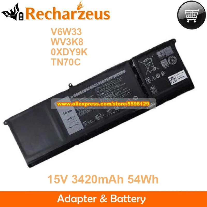 

Genuine V6W33 Battery WV3K8 TN70C 15V 54Wh for Dell Inspiron 15 5410 5510 5515 5518 V5415 3515 Latitude 3520 Vostro 3515 5510