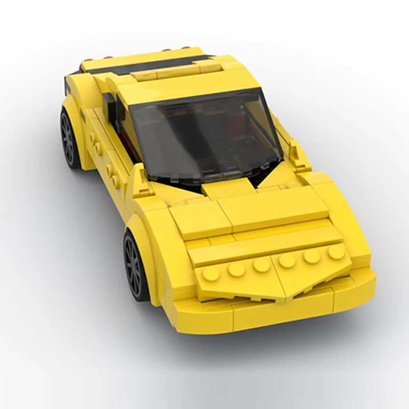 스피드 레이싱 카 모델 MOC 빌딩 블록 MY81 옐로우 머슬카 모듈형 기술 어린이 휴일 선물 조립 장난감 세트