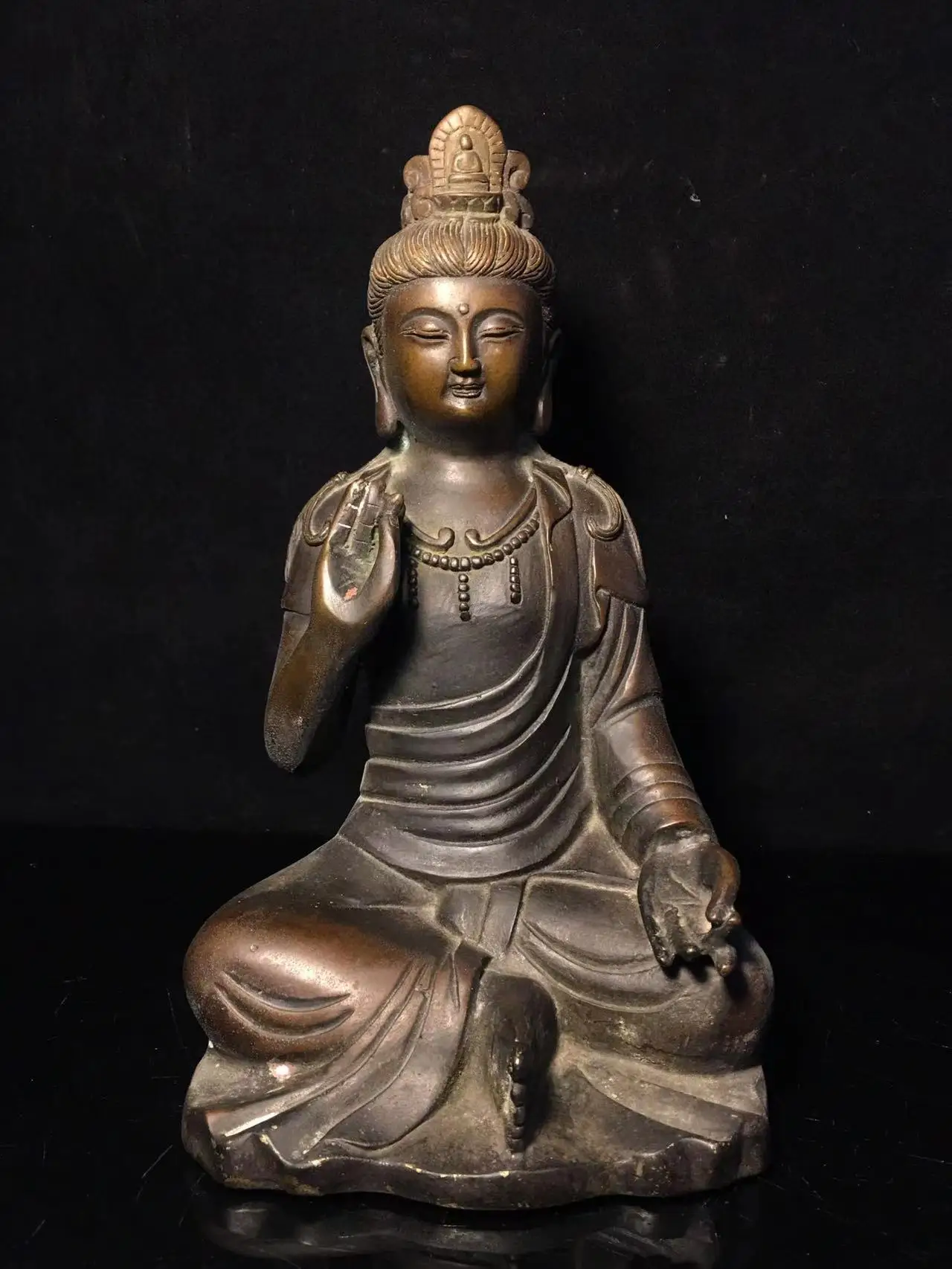 Old copper Goddess of mercy Buddha statue, Free shipping