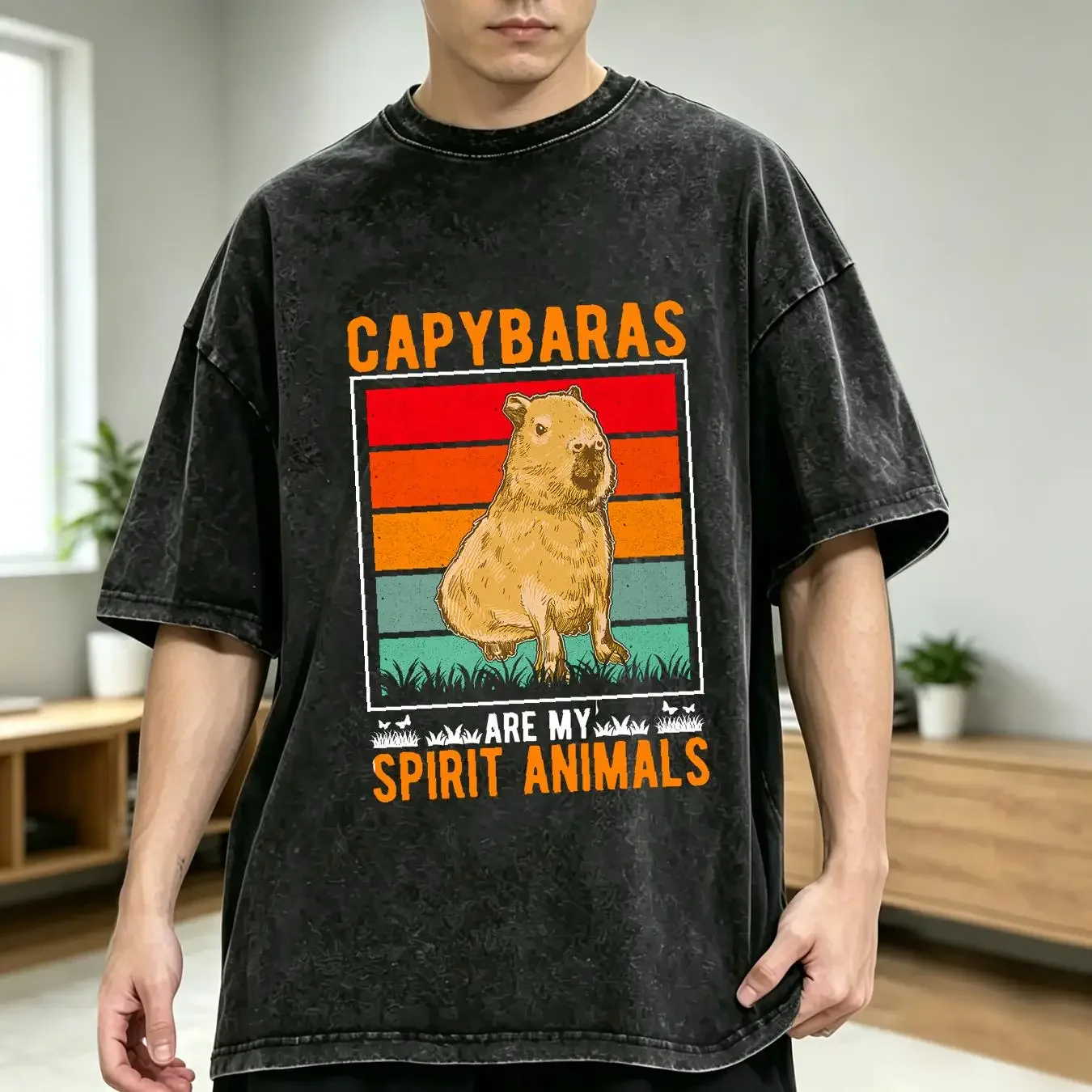 washed T Shirt Capybara Spirit Animal Rodent Capibara Baseball cap Snapback Caps Knitted Hat vintage Washed homme Slightly
