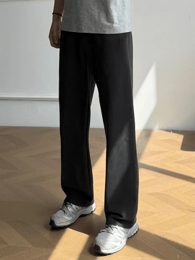 Cleanfit American Waed Destroyed Sweatpants Men's Loose Straight Leg Sport Casual Pants Autumn Season Bla Color
