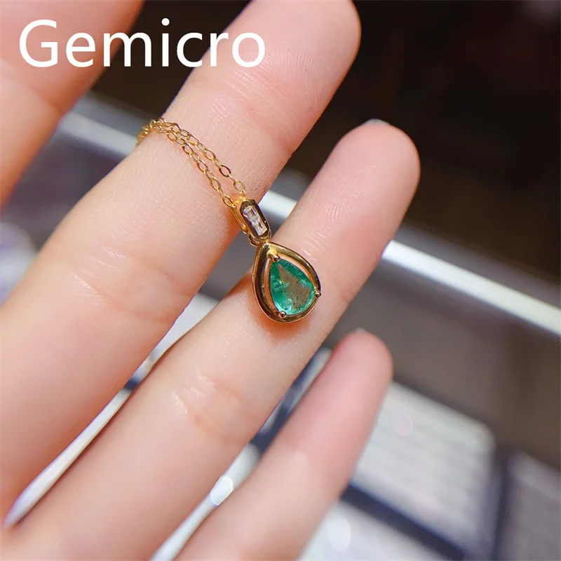 

Gemicro 100% Natural Emerald Pendant Solid 925 Sterling Silver Emerald Wedding Jewelry for Woman Luxury Jewelry Designers