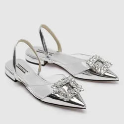 Autumn New Designer Woman Fashion Sexy Banquet Comfortable Crystal Transparent Solid Color Pointed Toe Women'S Low Heel Sandals