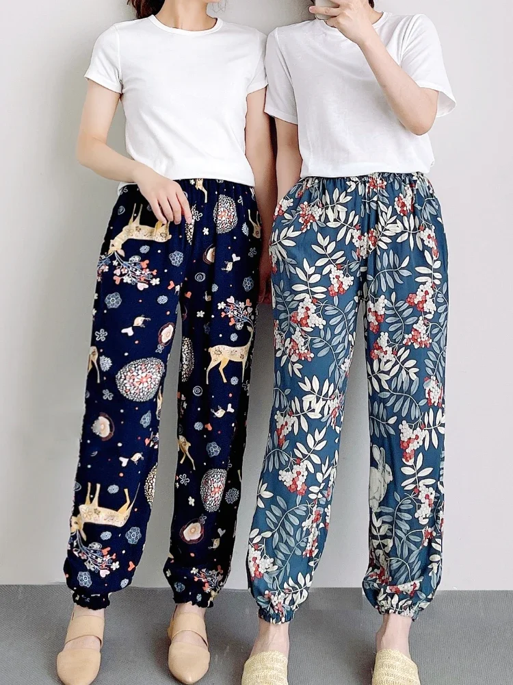 

Брюки с принтом, женские повседневные дышащие летние дизайнерские уличные брюки в стиле ретро, красочные универсальные уютные женские брюки Ulzzang с карманами, неразлучные брюки
