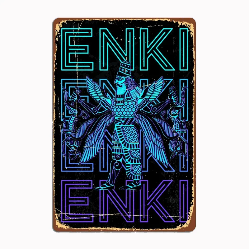 

Enki Ancient God Metal Sign Living Plaques Designing Poster Club Home Cave Classic Tin Sign Room Wall Decor