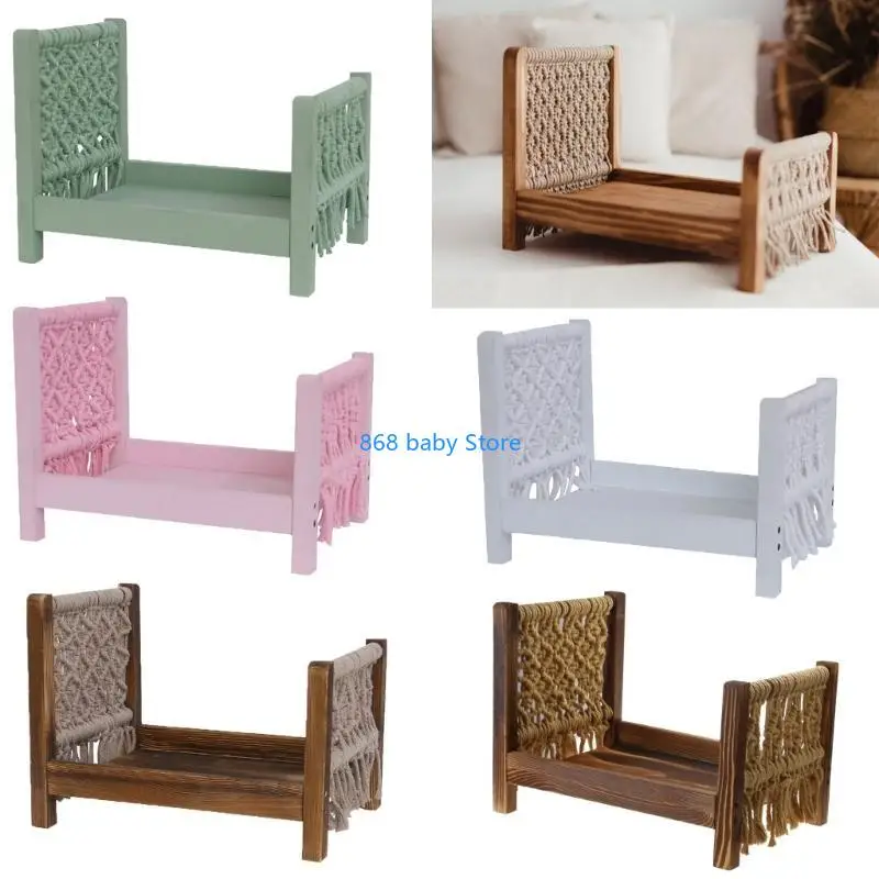 29EE Fotografia neonato Porps Lettino in legno Baby Photoshoot Lettino Sfondo tessuto Piccoli mobili per accessori per