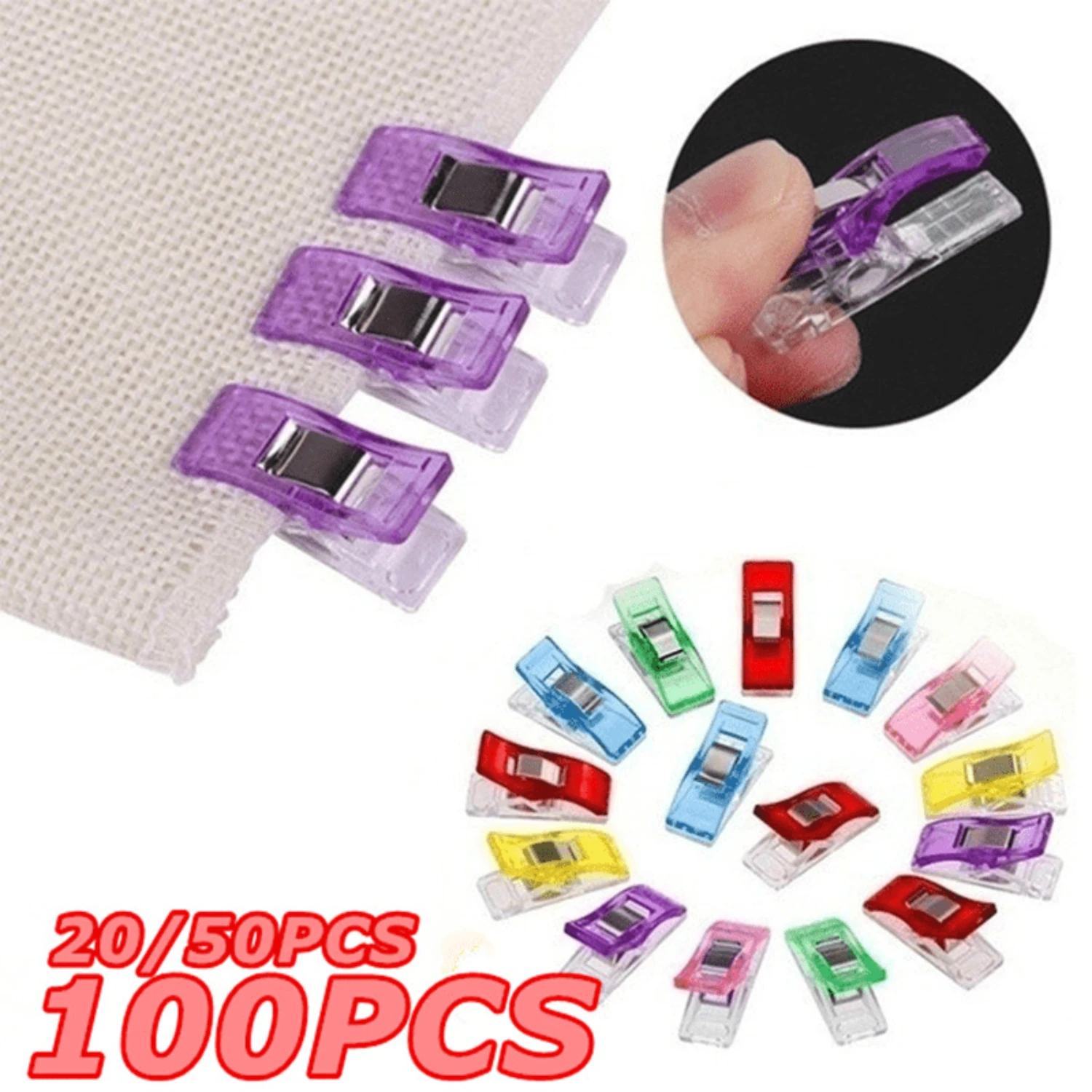 20/50/100pcs Vibrant Multipurpose Sewing Clips - Secure Quilt Binding - Durable Plastic Craft Clamps - Essential Tool for Knitti