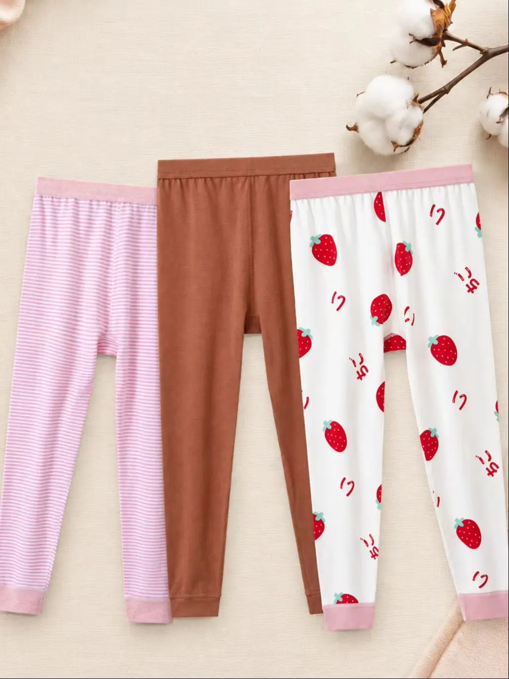 2026 New For Girls Pure Cotton Thermal Pants Children's Autumn and Winter Trousers Long Johns Soft and Skin-friendly Leggings