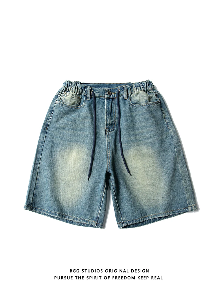 الرجعية الأمريكية Waed المتعثرة الدنيم orts ex فضفاض عارضة تنوعا خمس قطع السراويل منتصف الخصر مستقيم الساق صالح #1