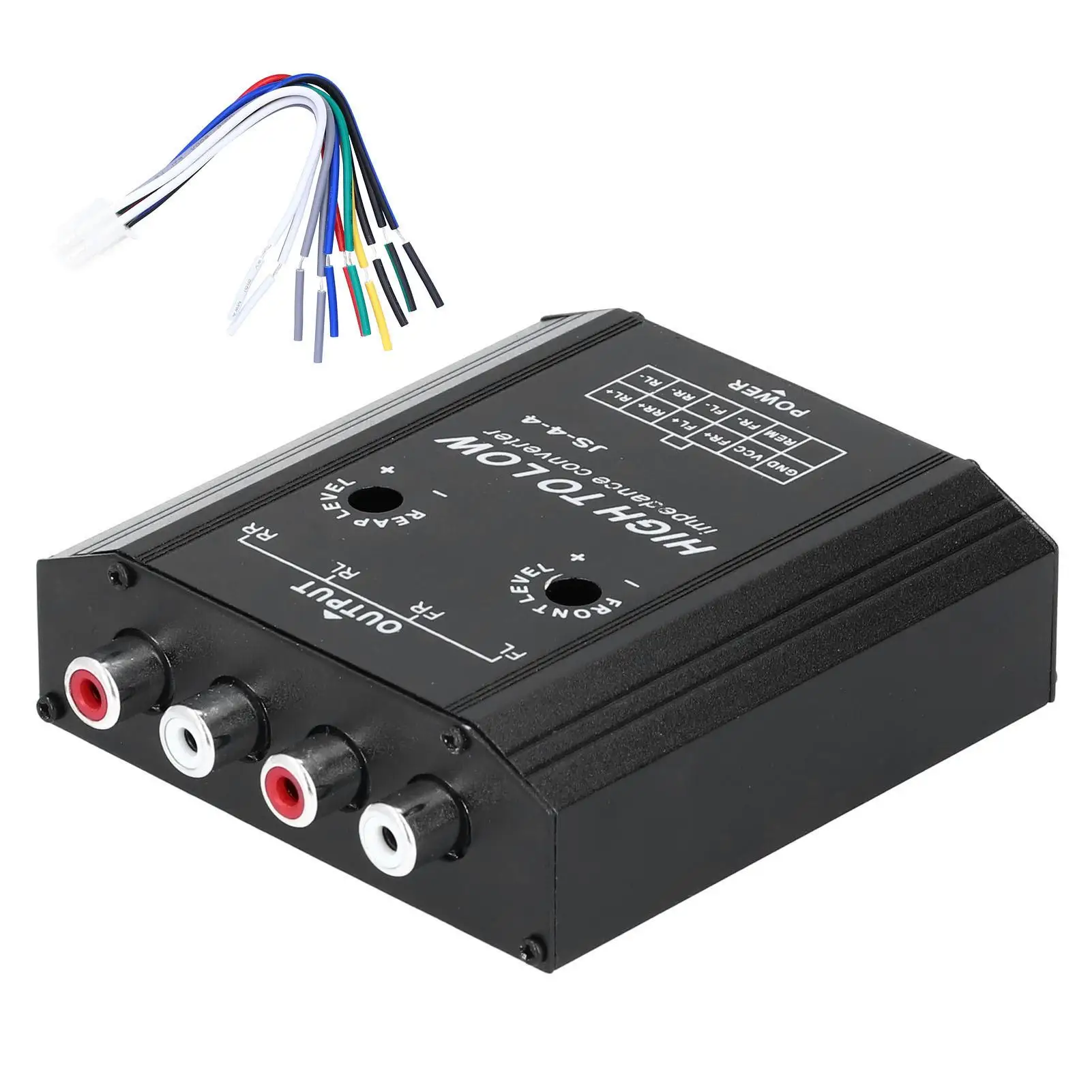 

12V 50W 4-Channel High-Low Audio Impedance Converter for Car Stereo Speaker Frequency Filtering