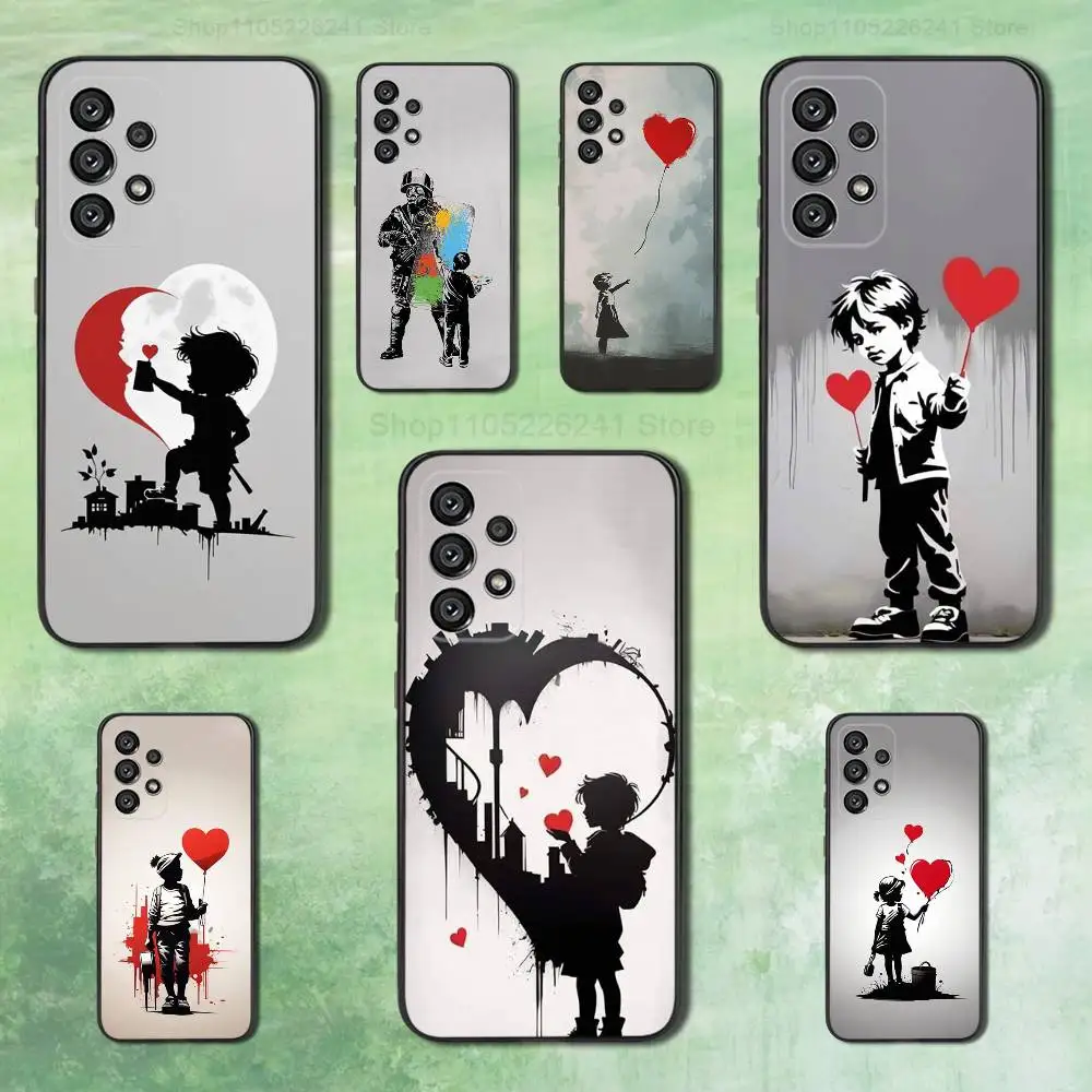 

Graffiti B-Banksyes Artist For Samsung Galaxy A53,31,52,72,41,22,73,32,71,Note,J7,8,9,5G Soft Black Silicone Phone Case