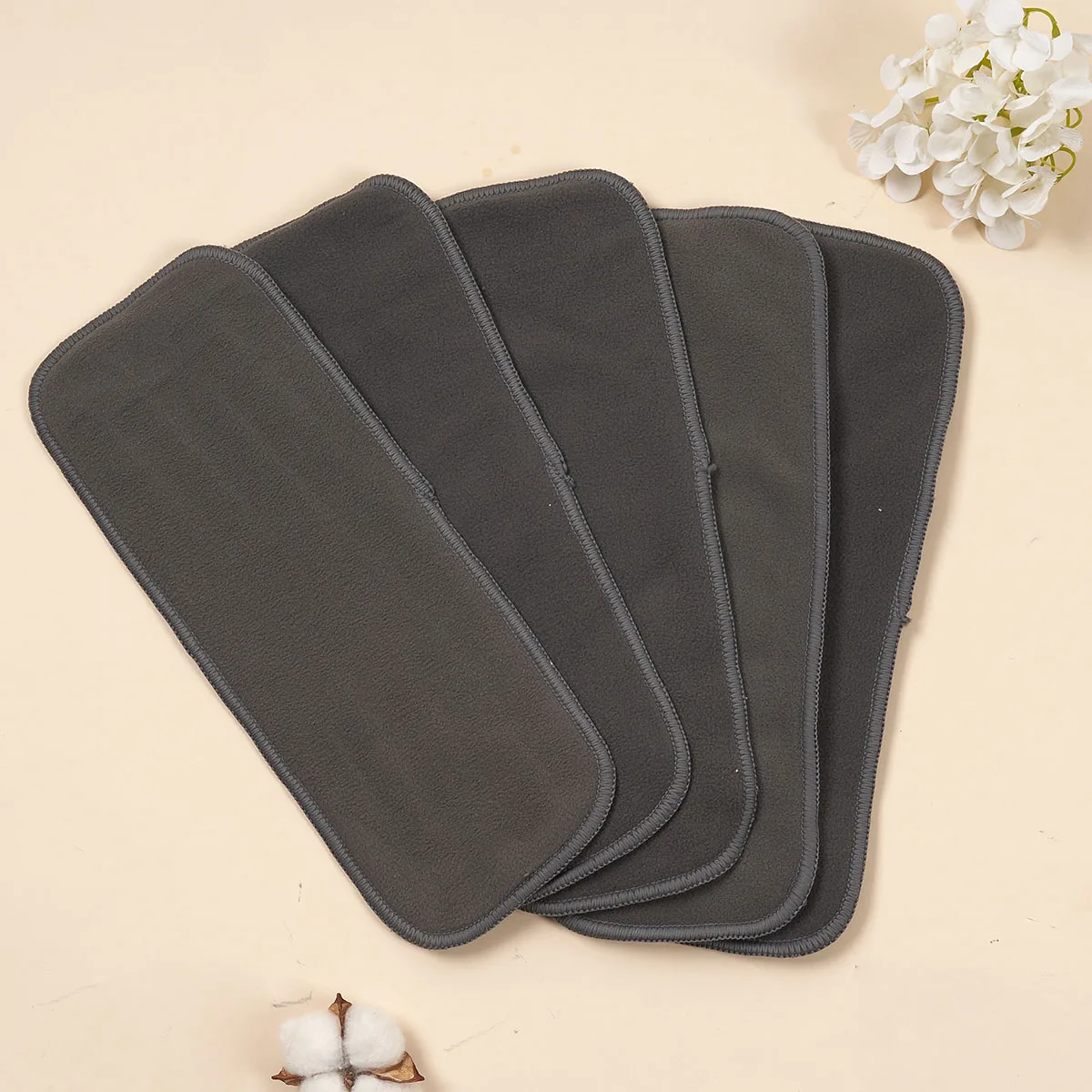 5PCS Bamboo Charcoal Inserts Washable Reusable Cloth Diaper Inserts