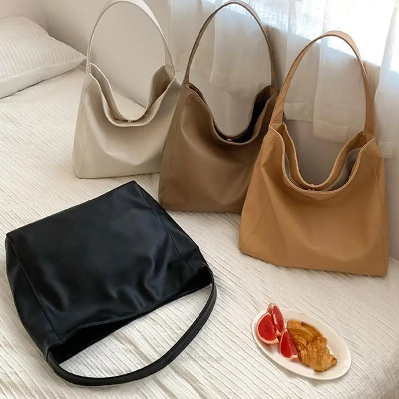 

Women Slouchy Tote Bag Retro Soft PU Leather Shoulder Purses Work Everyday Handbags Casual Commuting Bag with Closure