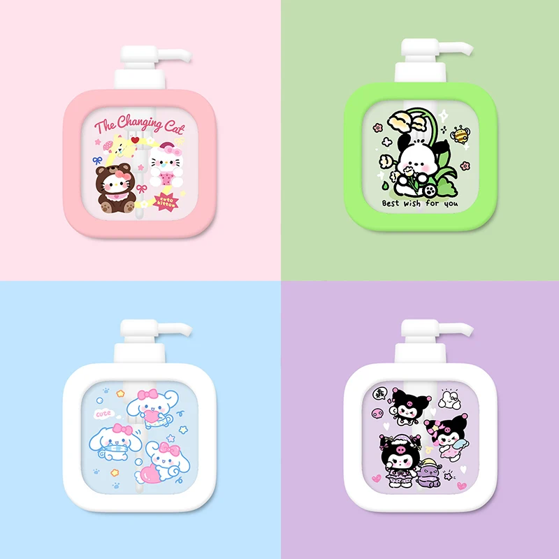 300ml Sanrio Hello Kitty Soap Bottle Kuromi My Melody Cinnamoroll Shampoo Shower Milk Sub-Bottle Lotion Press Storage Bottle