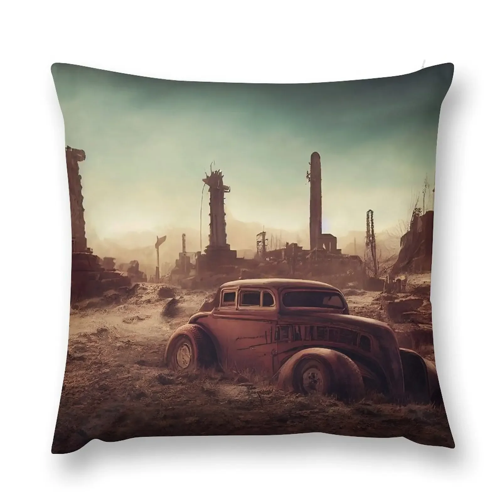 Hot Rod in a Postapocalyptic World, a perfect gift for all American Hot Rod fans #1 Throw Pillow Ornamental Pillow pillow