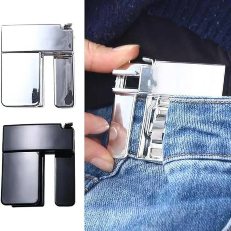 Fibbia per cintura pieghevole in vita per pantaloni Clip termoretraibile in vita regolabile Fibbia di regolazione della vita Clip per cintura in metallo leggero