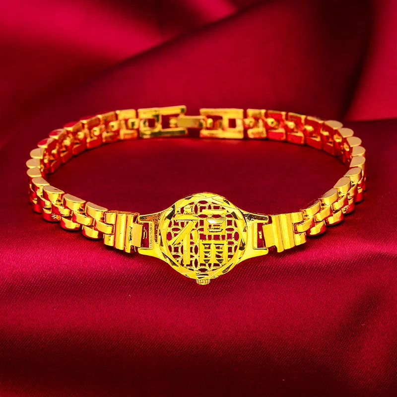 

Копия 100% чистого золота, новый вьетнамский песочный золотой браслет с застежкой для часов, идеальный подарок на свадебный фестиваль для жены