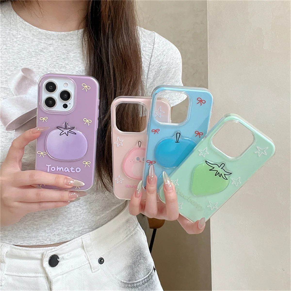 

Dopamine lines stars three-dimensional fruits Phone Case For iPhone 16 15 14 13 Pro Max fundas iphone 15 case Protective cover