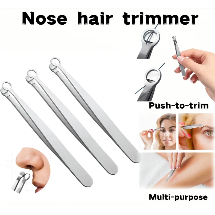 1/2pcs Sanding Precision Nose Hair Trimming Safe and Painless Round Head Loop Portable Press-Type Nose Trimmer Removal Tweezer