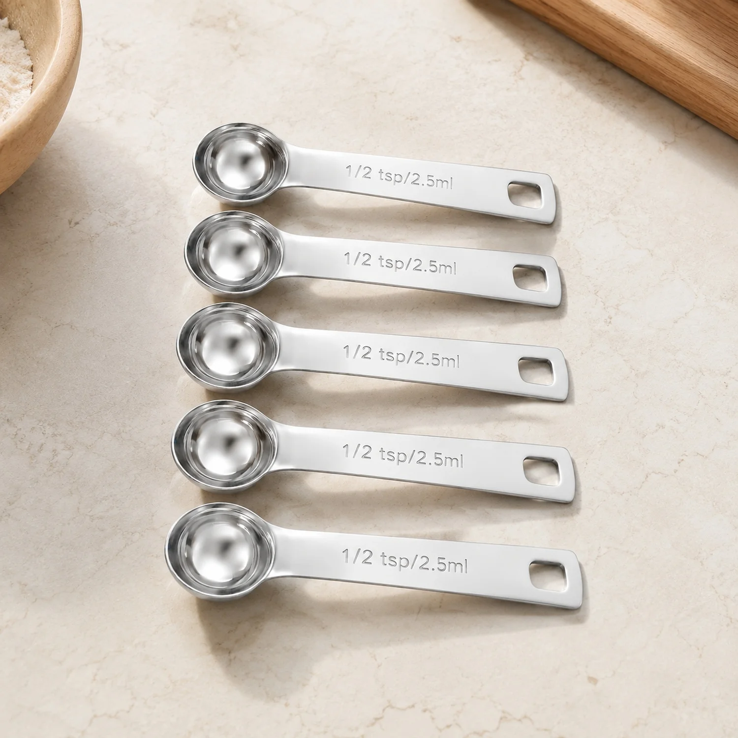 5PCS 1/2tsp(1/6tbsp, 2.5 ml) Measuring Spoon Teaspoons Stainless Steel for Precise Cooking, Baking and Spices Measurement