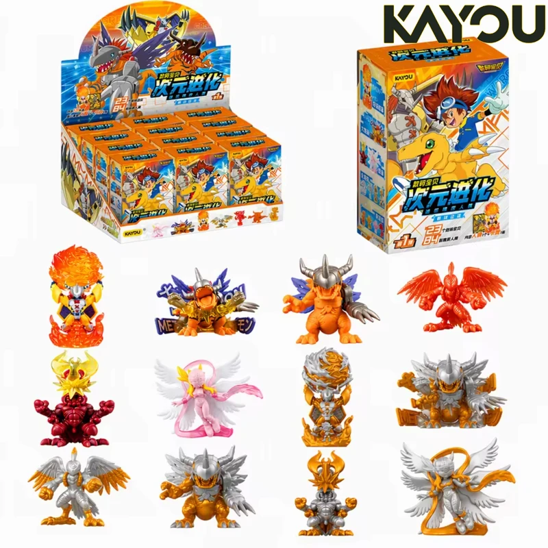 KAYOU Digimon Agumon Birdramon Angemon Rubber Figurine Dimensional Evolution Series Anime Character Model Decoration Collection