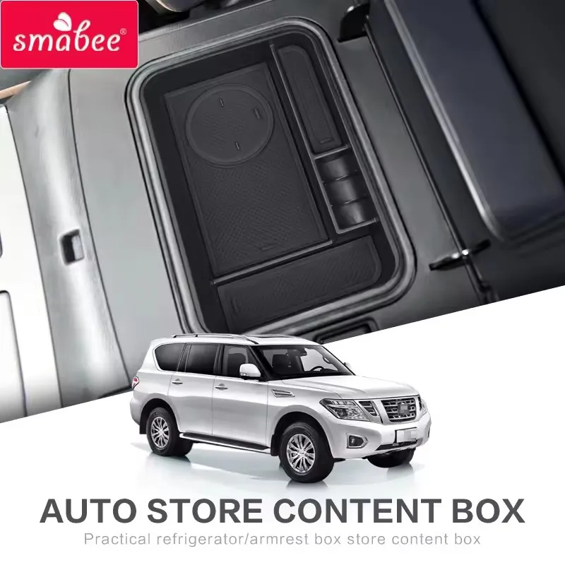 for Nissan PATROL Y62 2010 - 2018 Center Console Armrest Storage Box Coin Stowing Organizer Tidying Car Interior Accessories
