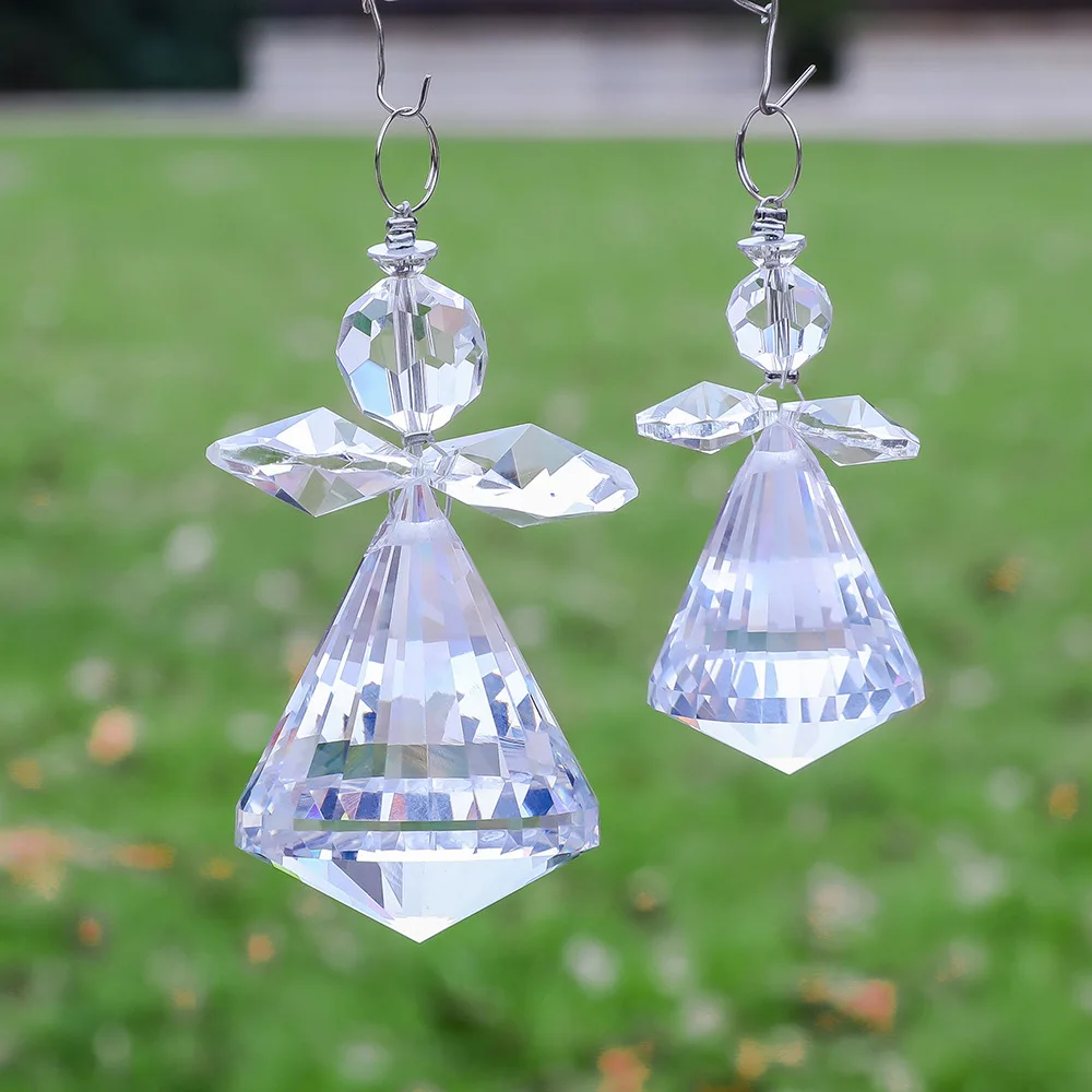 Camal 2pcs Crystal Diamond 30mm Clear Crystal Prisms Hanging Pendant Suncatcher Chandelier Part Wedding Favors Home Garden Decor