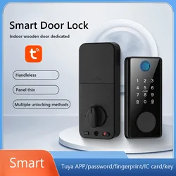 Smart Deadbolt Locks of Tuya Digital Tuya APP Smart Card Code Lock  Bluetooth Biometric Fingerprint Password keyless Entry Door