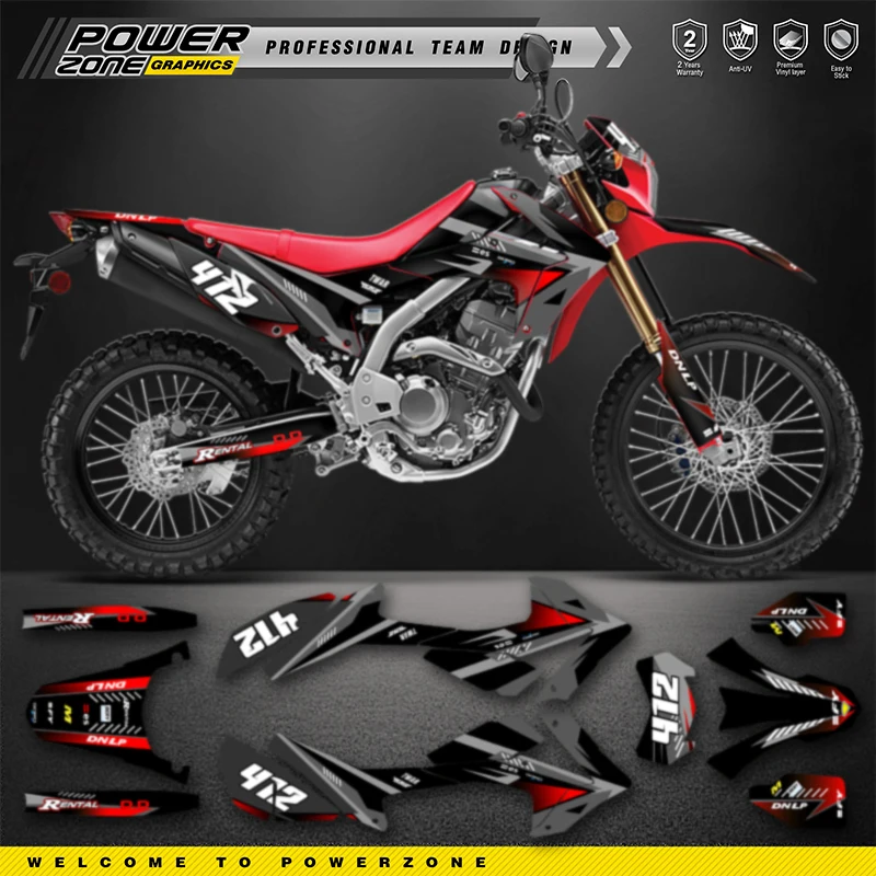 PowerZone Full Graphics Background Decals Stickers Kit For HONDA CRF250L 2020 2019 2018 2017 2016 2015- 2012 Customized  10